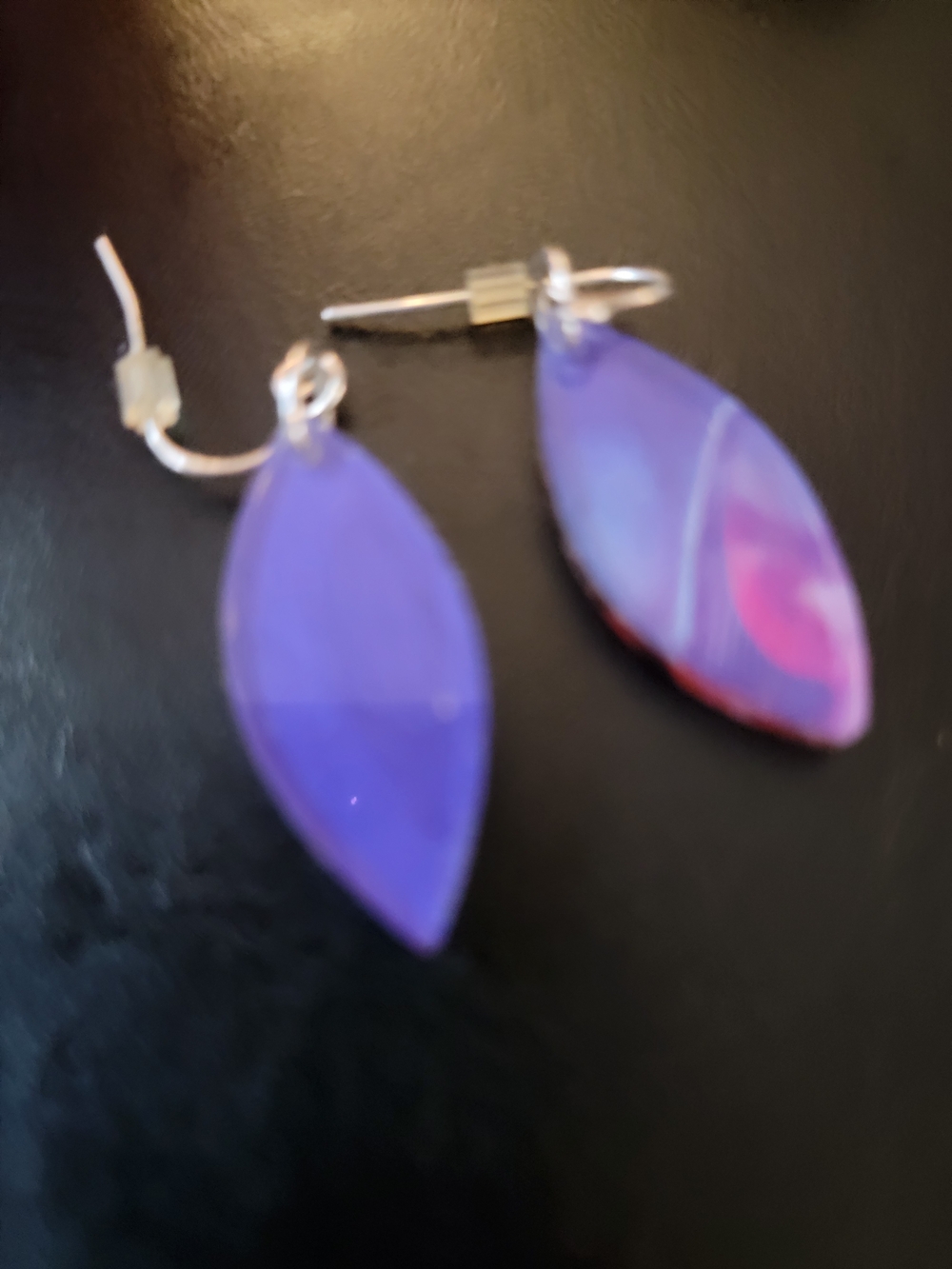 Purple Leaf Drop Earrings - Unbranded